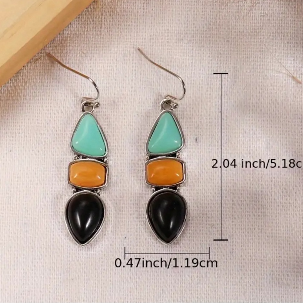 Geometric Retro AP Sterling Earrings - Picture 4 of 4